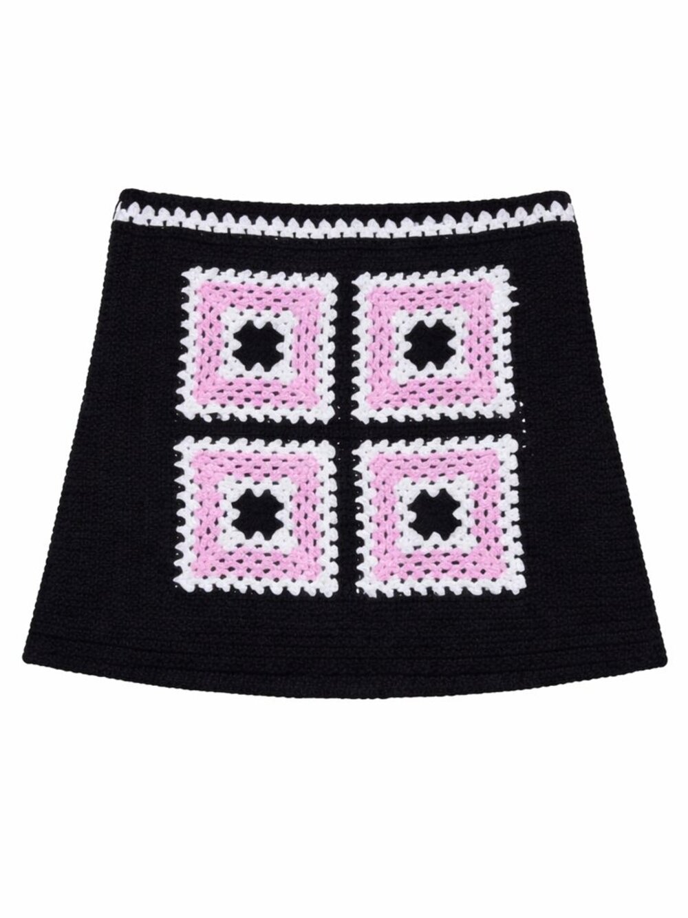 Zara Kid's Crotchet Patchwork Skirt, Size 13-14, Black, Pink and White, NWT